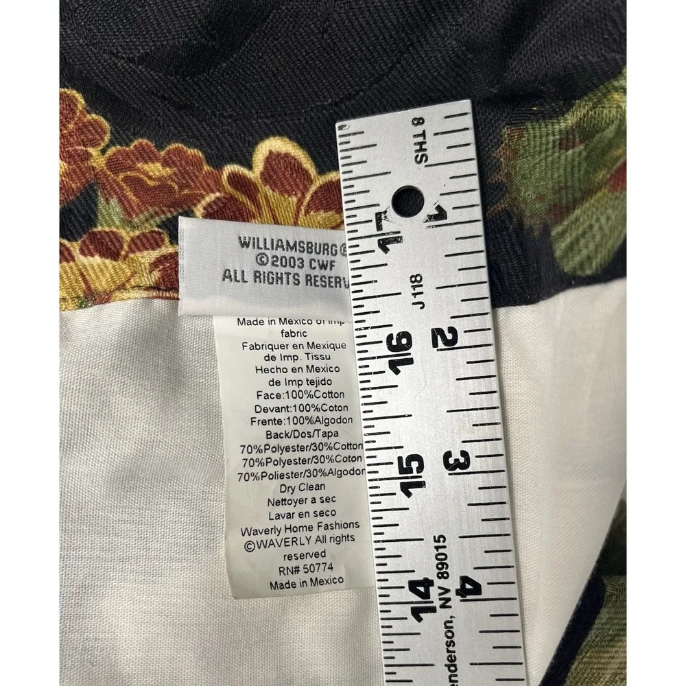 Waverly Williamsburg Garden Magnolia Black Ascot Valance Dogwood V Shape Floral